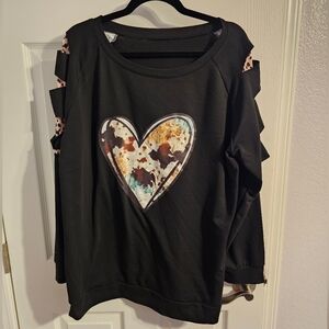 Black Heart Cutout Women's Top